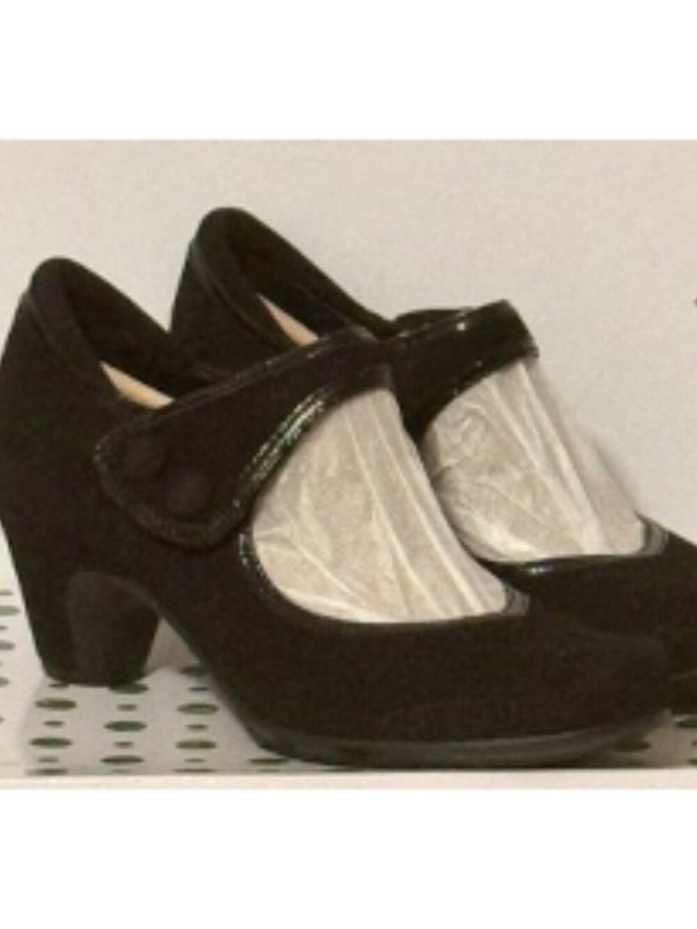 Vintage Style Earthies Lucca Mary Jane Pumps Black Suede 8.5 NWOB GOTH PINUP